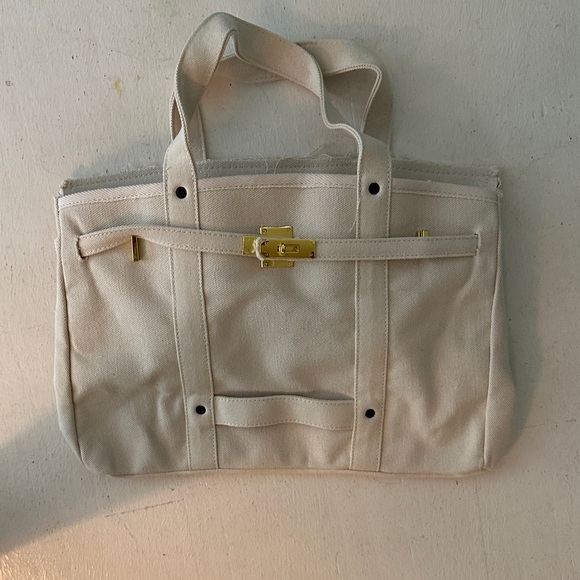 Elegant Cream "Boatkin" NWT Canvas Tote Bag - Picture 3 of 6